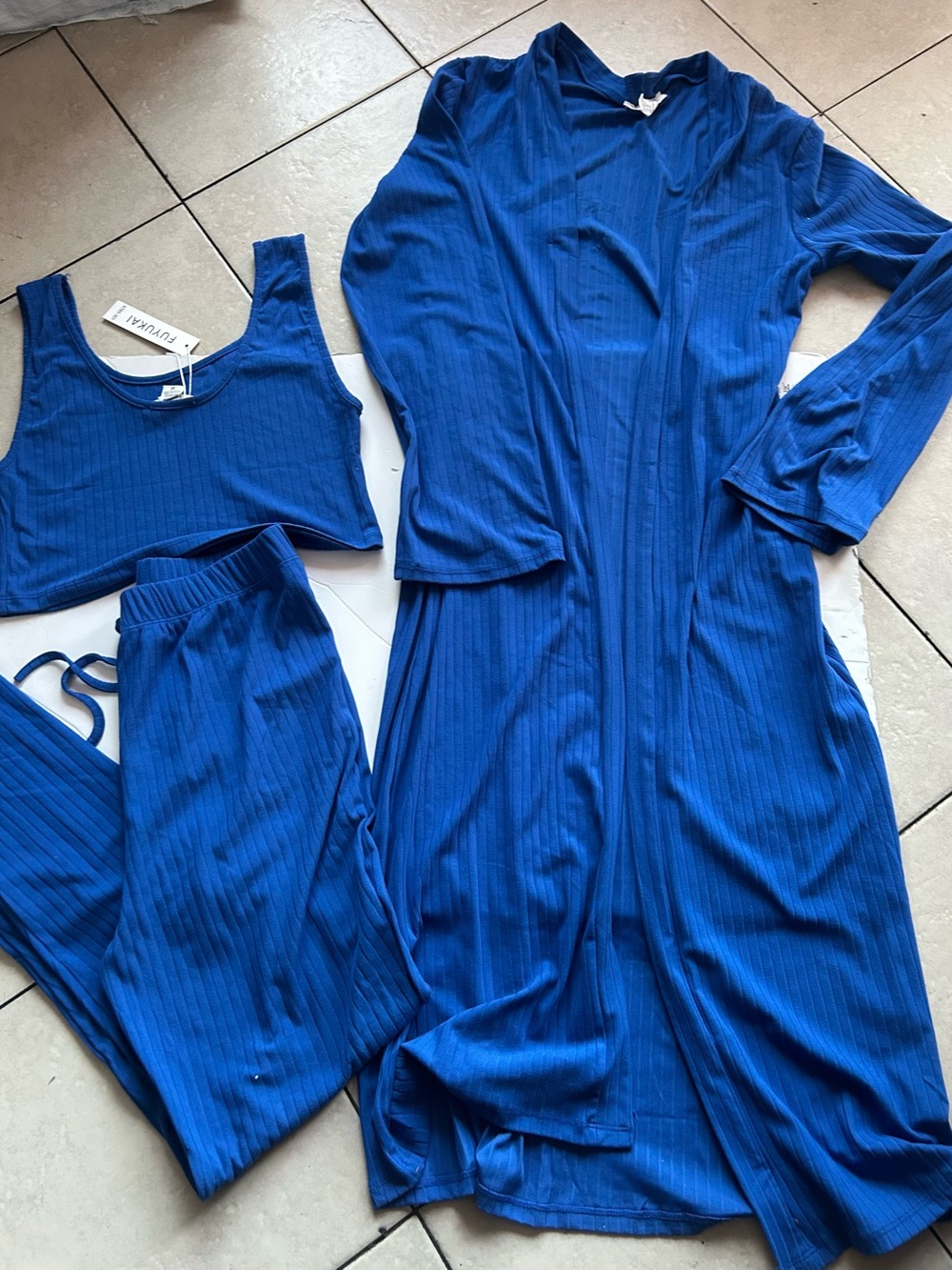 Women’s Ribbed 3-Piece Lounge Set - Royal Blue